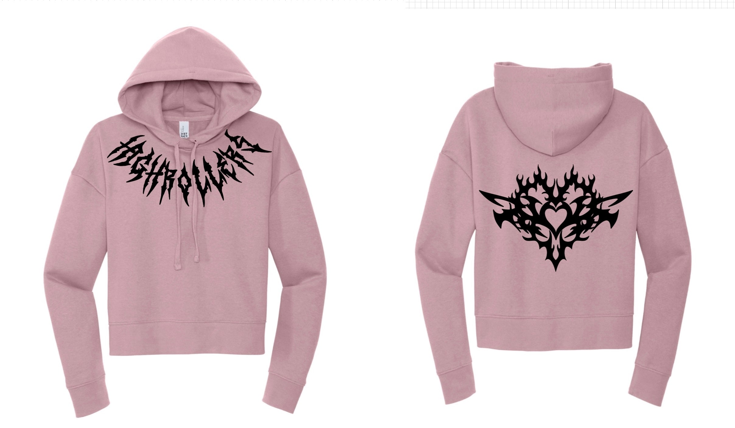 HIGHROLLERS CYBER HEART CROP WOMENS HOODIE
