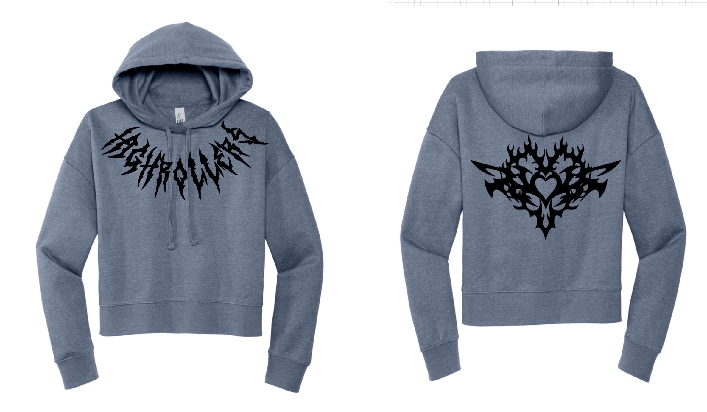 HIGHROLLERS CYBER HEART CROP WOMENS HOODIE